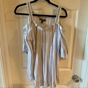 Off the shoulder maternity blouse stripped